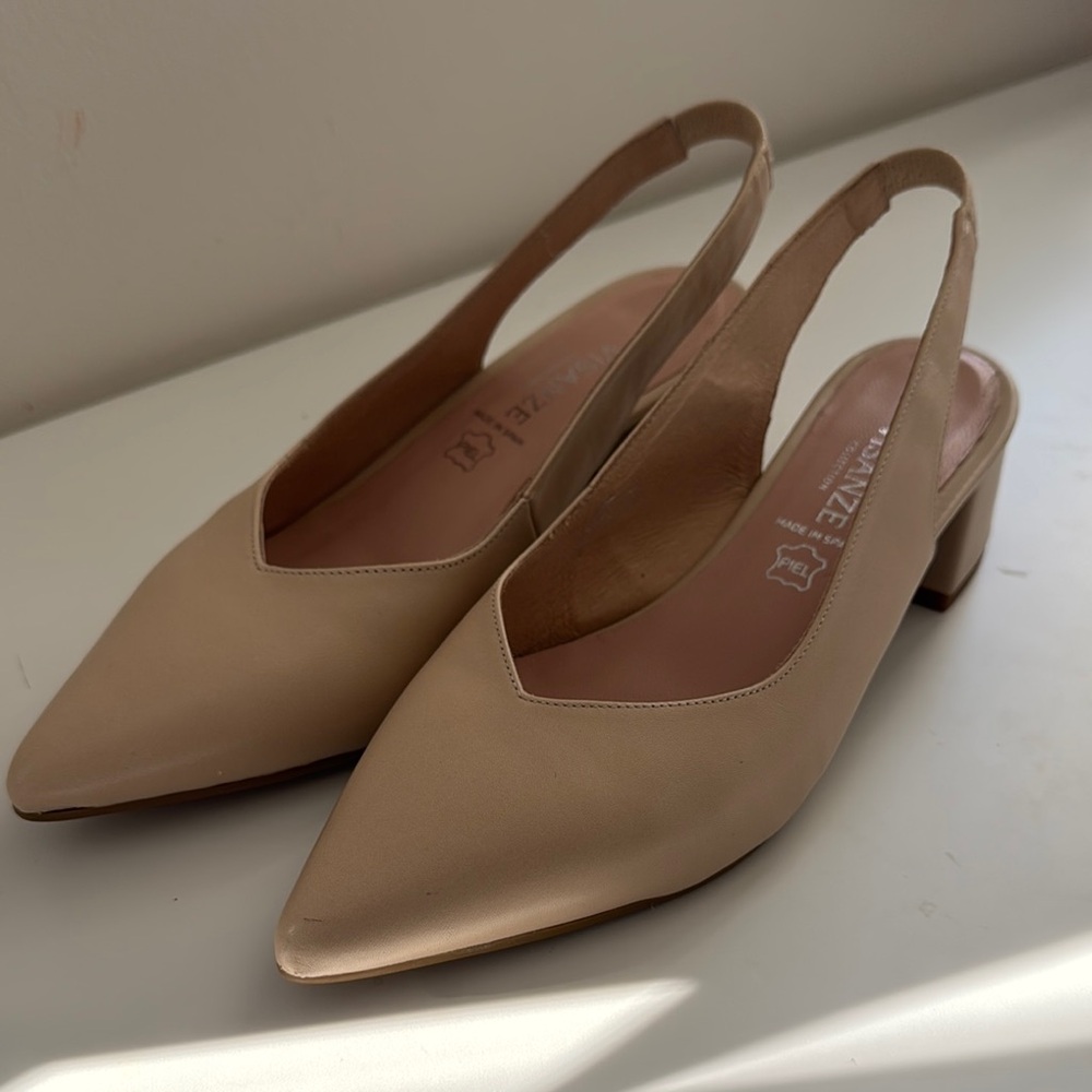 Beige Slingback Heels